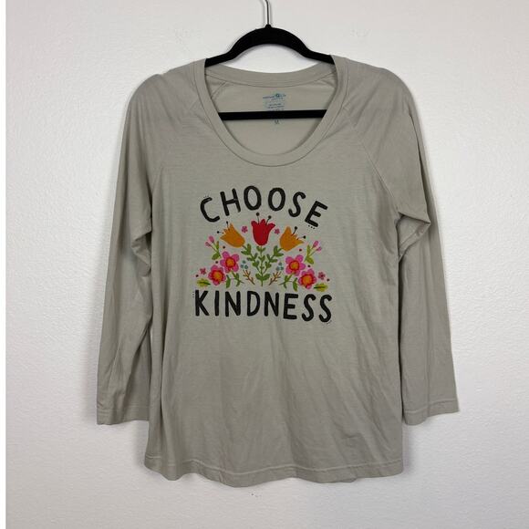 Natural Life Choose Kindness Floral Long Sleeve Graphic Tee Shirt Medium - Picture 1 of 3
